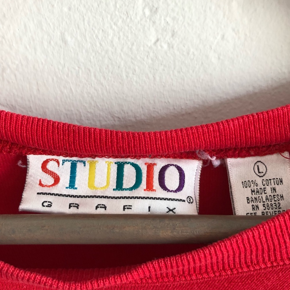 Vintage Studio Grafix Flintstones character embroidered tee size: L - Picture 4 of 5